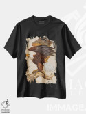 تیشرت مشکی طرح دار دلیران و جسوران، دکور کلبه و لژ اثر ازرا تاکر | فروشگاه ایماژ