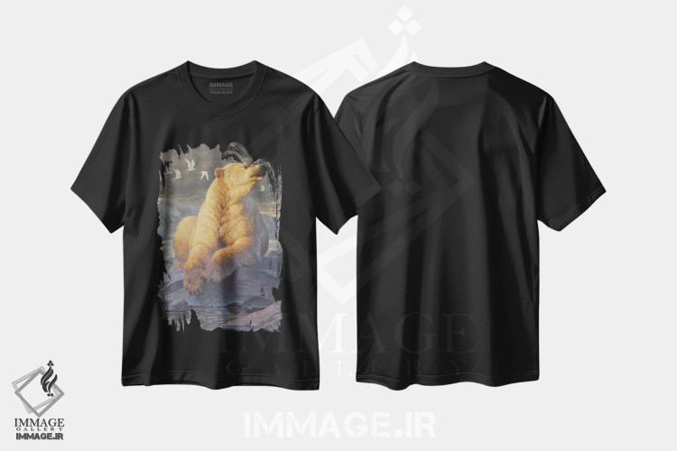 تیشرت مشکی طرح دار آرامش پیش از طوفان، دکور کلبه و لژ اثر ازرا تاکر | فروشگاه ایماژ