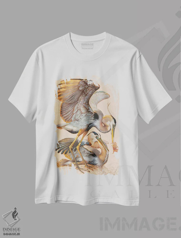تیشرت سفید طرح دار خرچنگ گیری، دکور ساحلی اثر ازرا تاکر | فروشگاه ایماژ