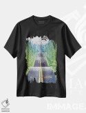 تیشرت مشکی طرح دار نقل قول سفر به کوهستان، هنر فاخر معاصر اثر میشل فابر | فروشگاه ایماژ
