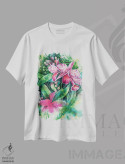 تیشرت سفید طرح دار ارکیده صورتی، دکور معاصر اثر میشل فابر | فروشگاه ایماژ