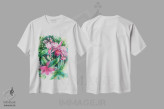 تیشرت سفید طرح دار ارکیده صورتی، دکور معاصر اثر میشل فابر | فروشگاه ایماژ