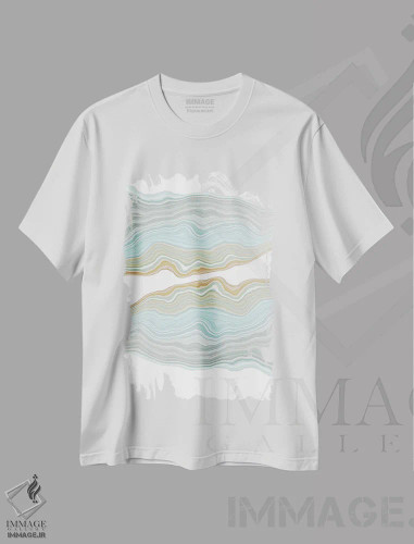 تیشرت سفید طرح دار آبگون، آبستره اثر فایو بای فایو کالکتیو | فروشگاه ایماژ