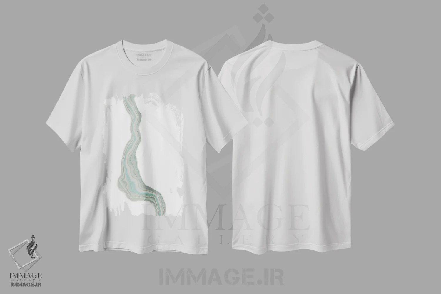 تیشرت سفید طرح دار یاقوت کبود ذوب شده، تزئینی اثر فایو بای فایو کالکتیو | فروشگاه ایماژ