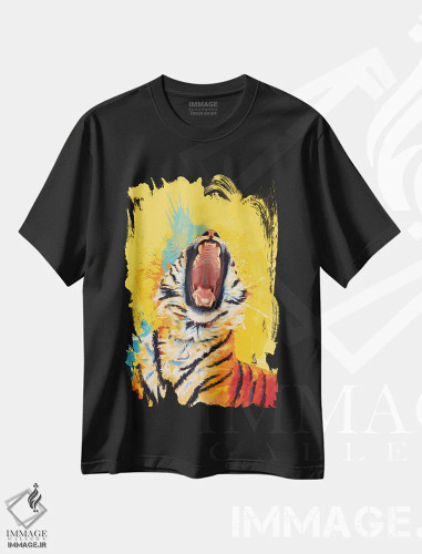 تیشرت مشکی طرح دار خمیازه وحشی اثر فلو آرت استودیو | فروشگاه ایماژ