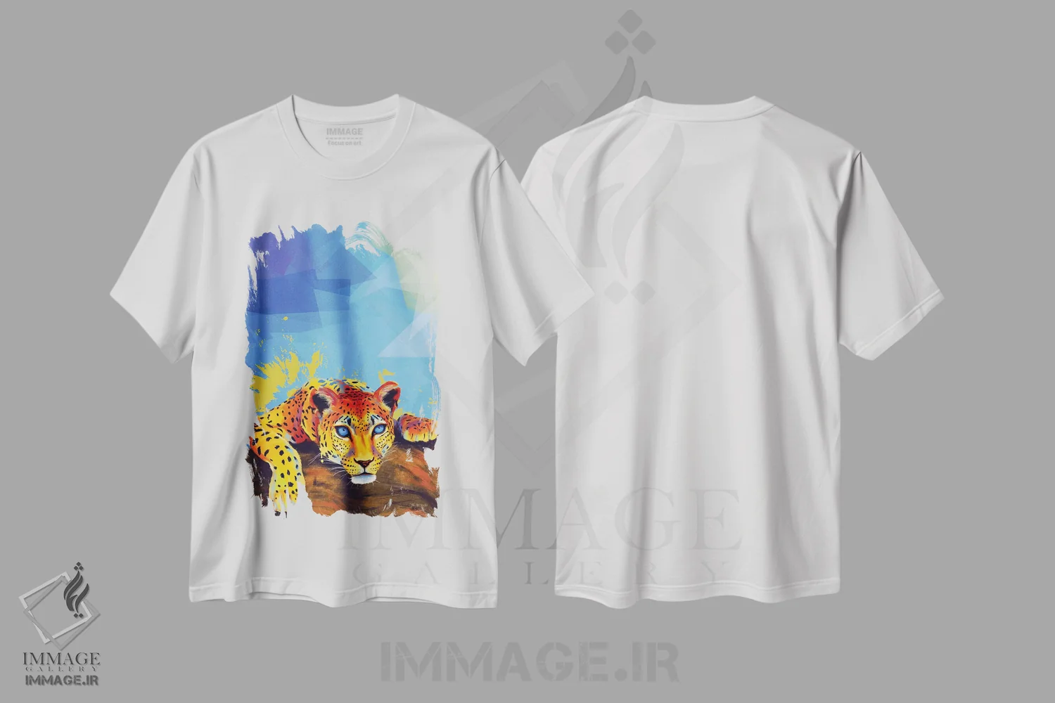 تیشرت سفید طرح دار پلنگ درختی اثر فلو آرت استودیو | فروشگاه ایماژ