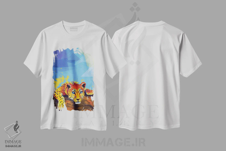 تیشرت سفید طرح دار پلنگ درختی اثر فلو آرت استودیو | فروشگاه ایماژ