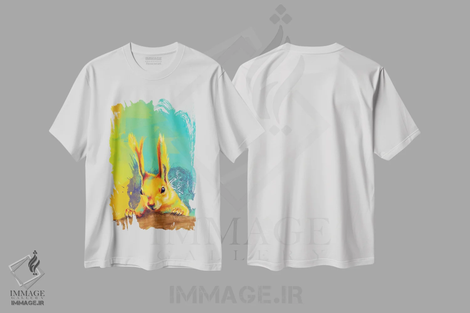 تیشرت سفید طرح دار سنجاب گوش منگوله ای اثر فلو آرت استودیو | فروشگاه ایماژ