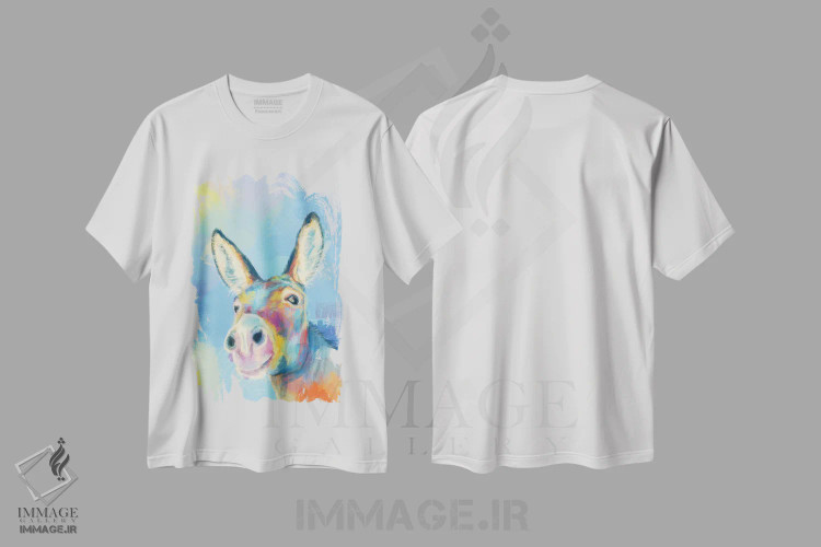 تیشرت سفید طرح دار الاغ بی خیال، تزئینی اثر فلو آرت استودیو | فروشگاه ایماژ