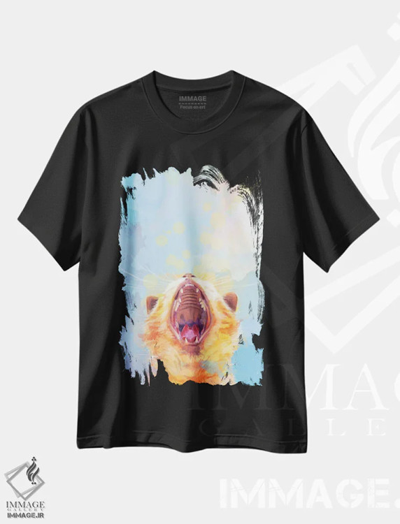 تیشرت مشکی طرح دار بلند شو و بدرخش بچه گربه، تزئینی اثر فلو آرت استودیو | فروشگاه ایماژ