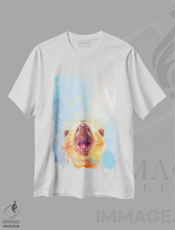 تیشرت سفید طرح دار بلند شو و بدرخش بچه گربه، تزئینی اثر فلو آرت استودیو | immage.ir