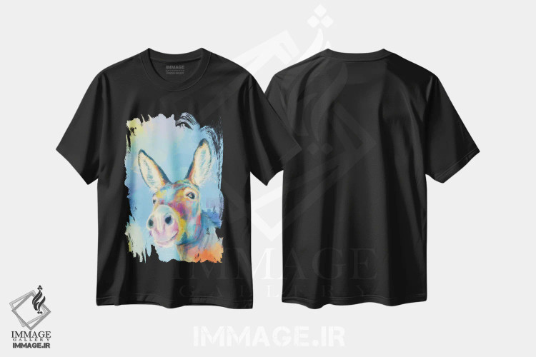 تیشرت مشکی طرح دار الاغ بی خیال، تزئینی اثر فلو آرت استودیو | immage.ir