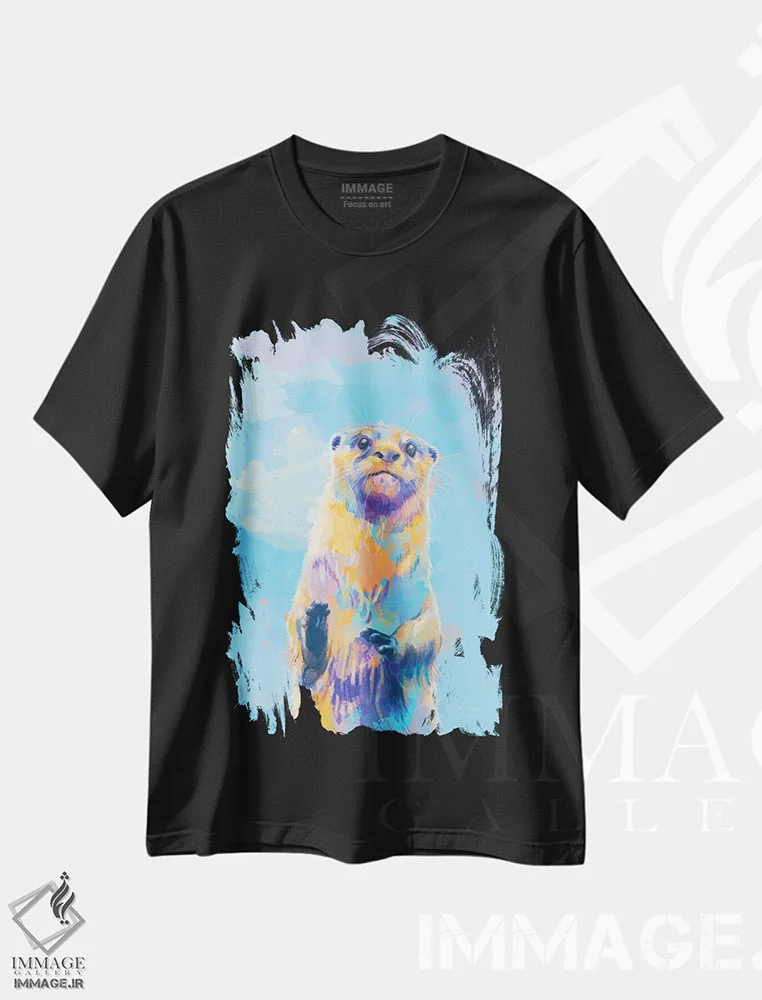 تیشرت مشکی طرح دار آقای شنگ، تزئینی اثر فلو آرت استودیو | immage.ir