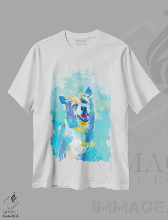 تیشرت سفید طرح دار پرترهٔ بردر کولی، هنر دیجیتال اثر فلو آرت استودیو | immage.ir
