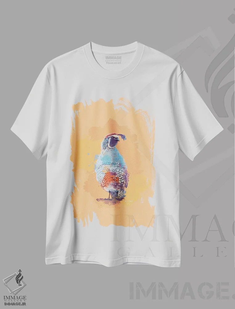 تیشرت سفید طرح دار سرتاسر بیابان رنگارنگ، دکور معاصر اثر فلو آرت استودیو | فروشگاه ایماژ
