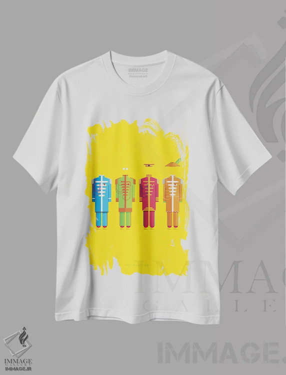 تیشرت سفید طرح دار بیتلز، هنر دیجیتال اثر فرد بیرچال | immage.ir