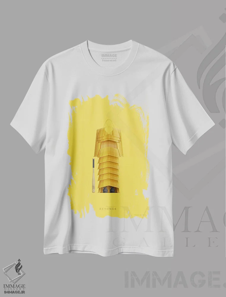 تیشرت سفید طرح دار بیانسه، هنر دیجیتال اثر فرد بیرچال | فروشگاه ایماژ