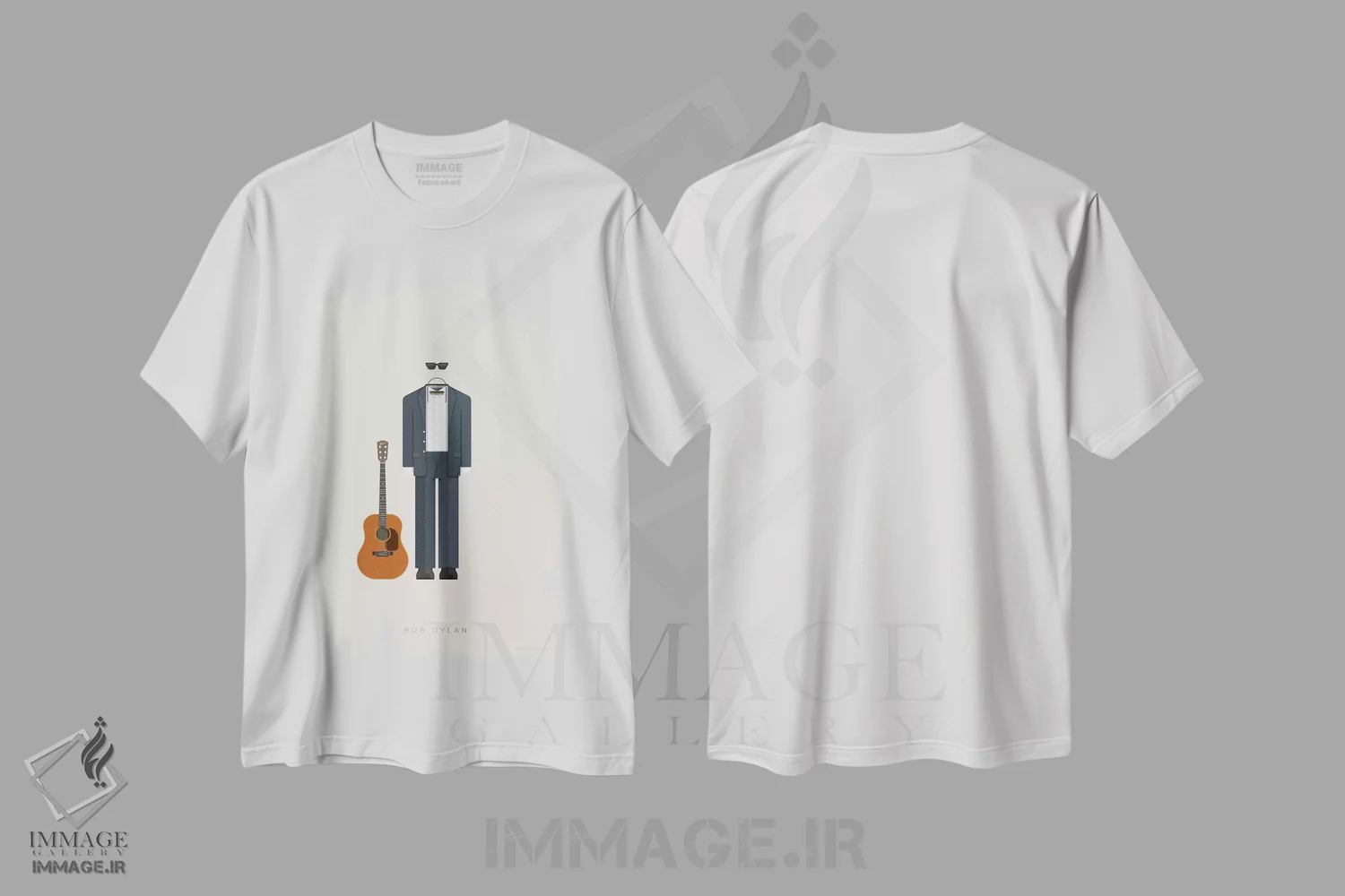 تیشرت سفید طرح دار باب دیلن، هنر دیجیتال اثر فرد بیرچال | فروشگاه ایماژ