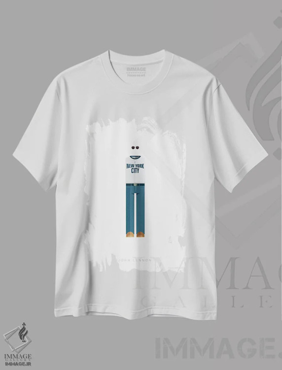 تیشرت سفید طرح دار جان لنون، هنر دیجیتال اثر فرد بیرچال | فروشگاه ایماژ
