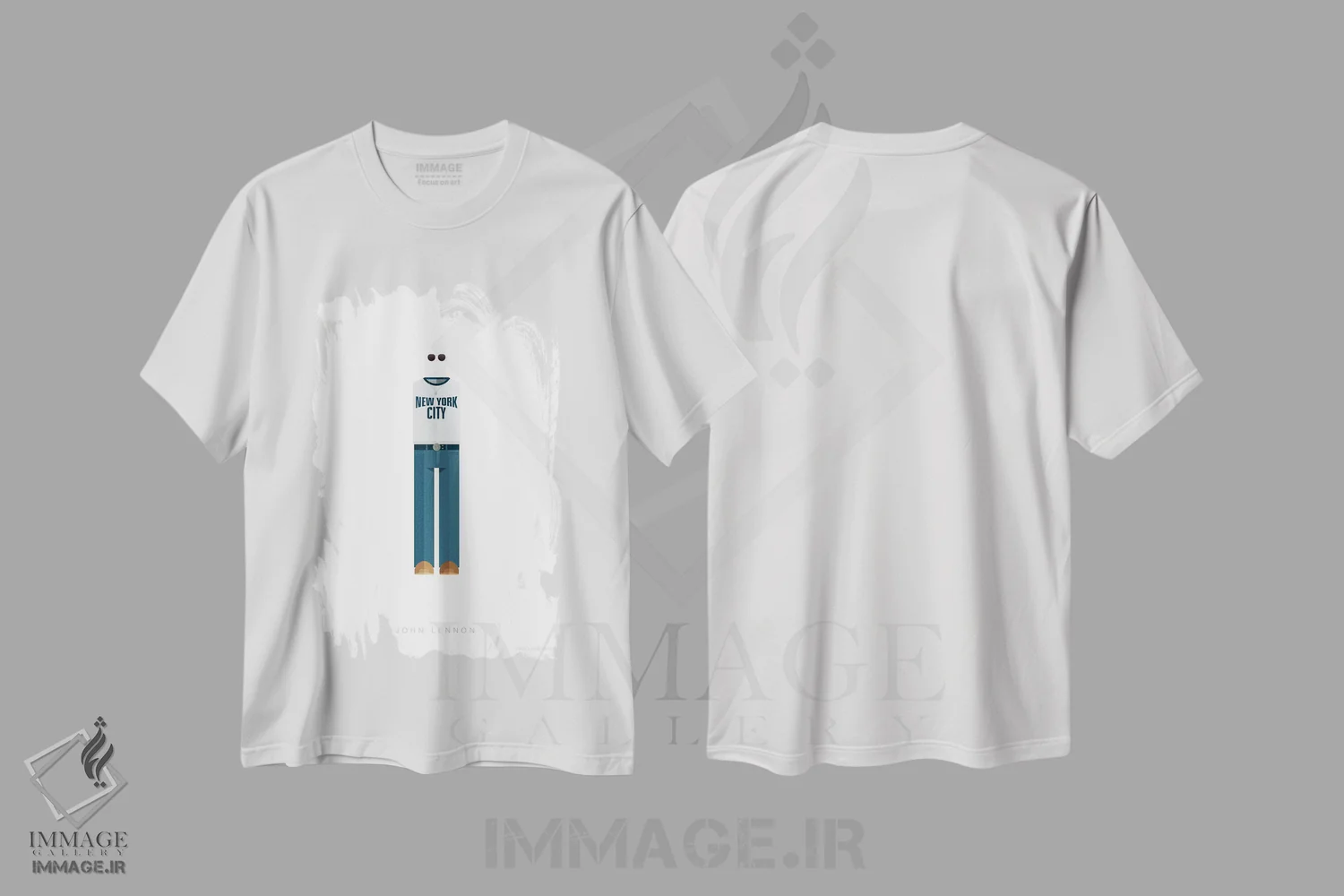تیشرت سفید طرح دار جان لنون، هنر دیجیتال اثر فرد بیرچال | فروشگاه ایماژ