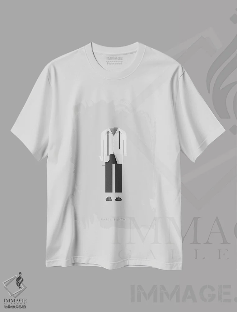 تیشرت سفید طرح دار پتی اسمیت، هنر دیجیتال اثر فرد بیرچال | فروشگاه ایماژ