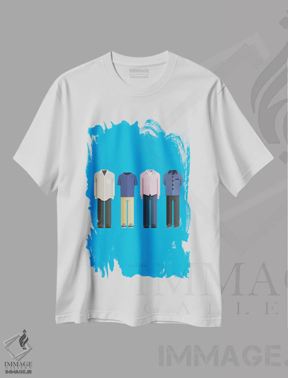 تیشرت سفید طرح دار ویزر، هنر دیجیتال اثر فرد بیرچال | فروشگاه ایماژ