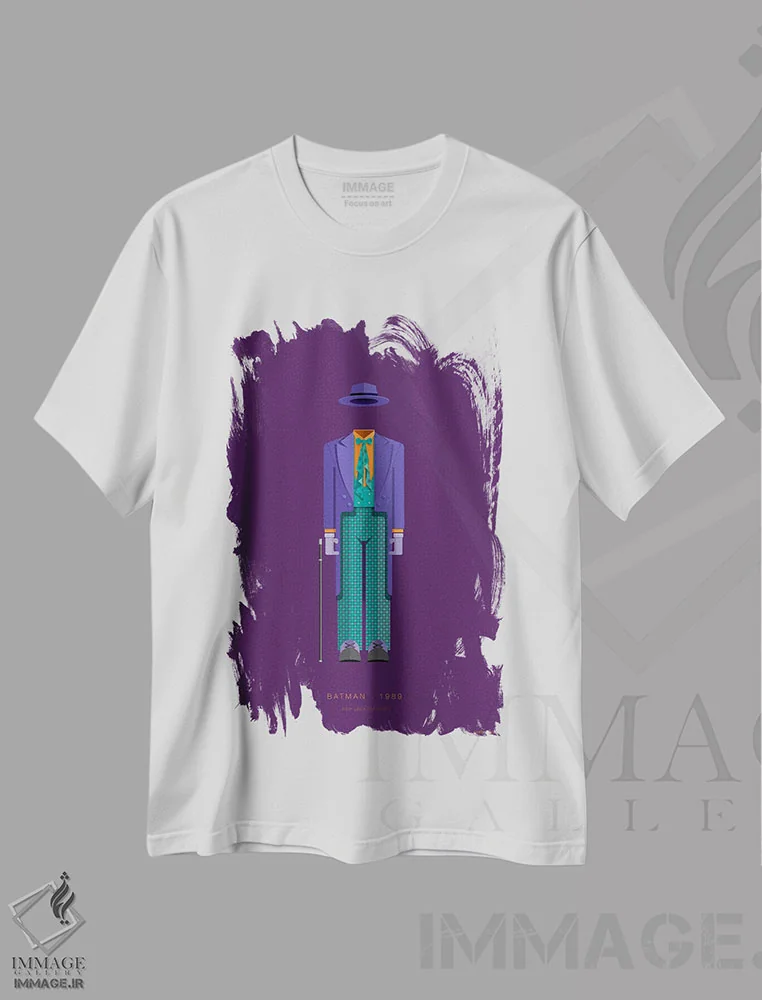 تیشرت سفید طرح دار بتمن جوکر، هنر دیجیتال اثر فرد بیرچال | فروشگاه ایماژ