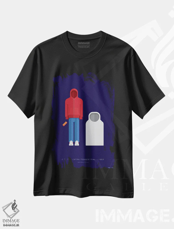 تیشرت مشکی طرح دار ای.تی. موجود فرازمینی، هنر دیجیتال اثر فرد بیرچال | فروشگاه ایماژ