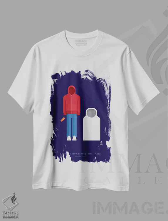 تیشرت سفید طرح دار ای.تی. موجود فرازمینی، هنر دیجیتال اثر فرد بیرچال | immage.ir