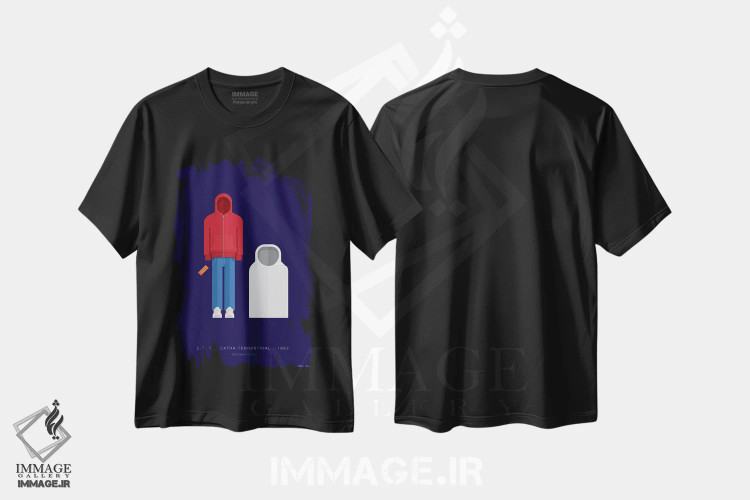 تیشرت مشکی طرح دار ای.تی. موجود فرازمینی، هنر دیجیتال اثر فرد بیرچال | فروشگاه ایماژ