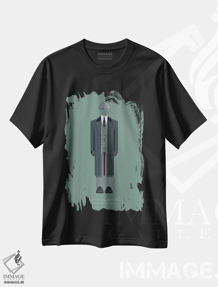 تیشرت مشکی طرح دار پیکی بلایندرز، هنر دیجیتال اثر فرد بیرچال | فروشگاه ایماژ