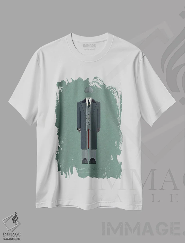 تیشرت سفید طرح دار پیکی بلایندرز، هنر دیجیتال اثر فرد بیرچال | immage.ir