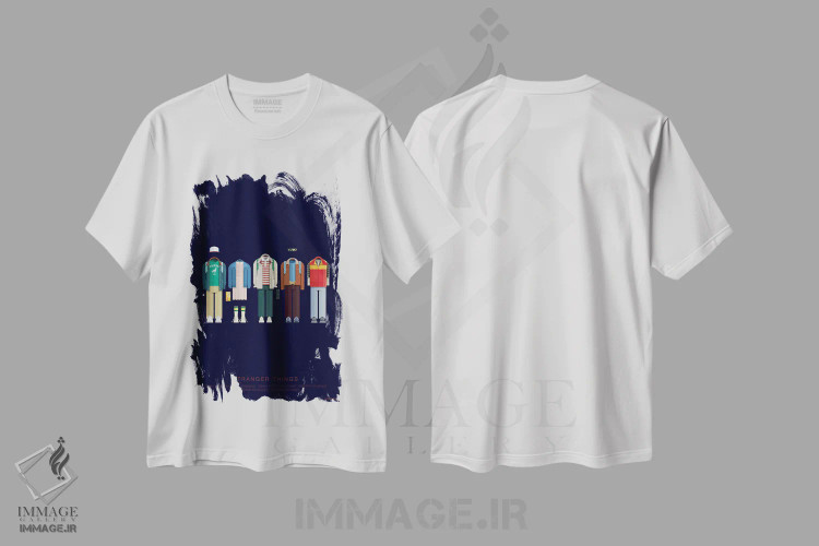 تیشرت سفید طرح دار چیزهای عجیب، تزئینی اثر فرد بیرچال | immage.ir