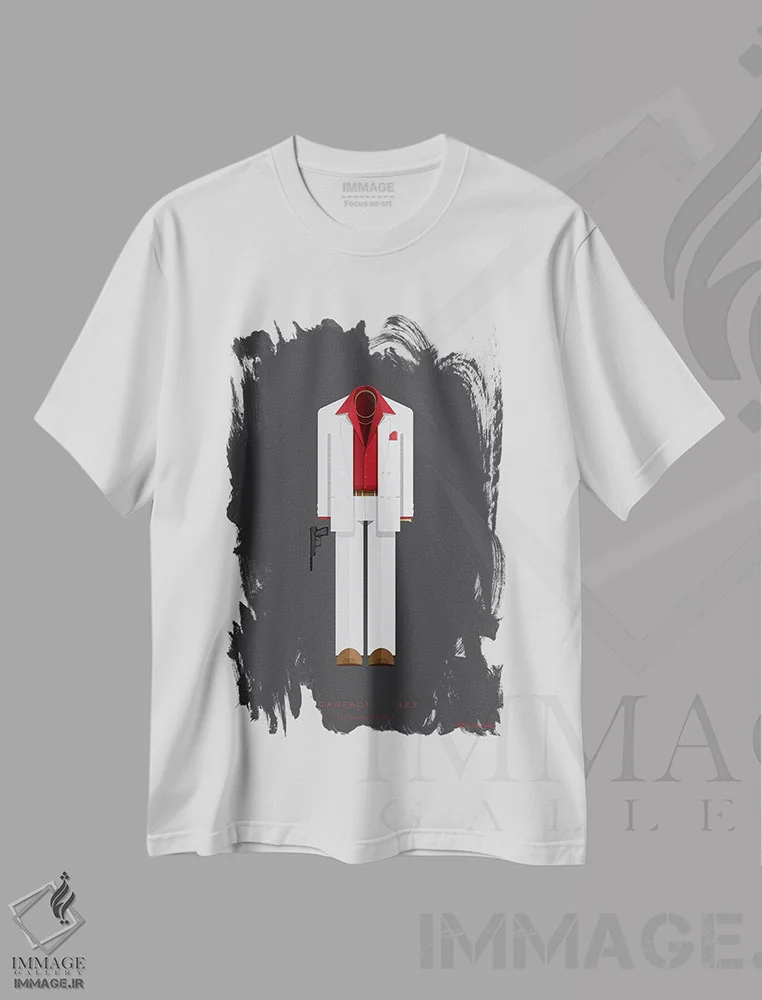 تیشرت سفید طرح دار صورت زخمی، تزئینی اثر فرد بیرچال | فروشگاه ایماژ