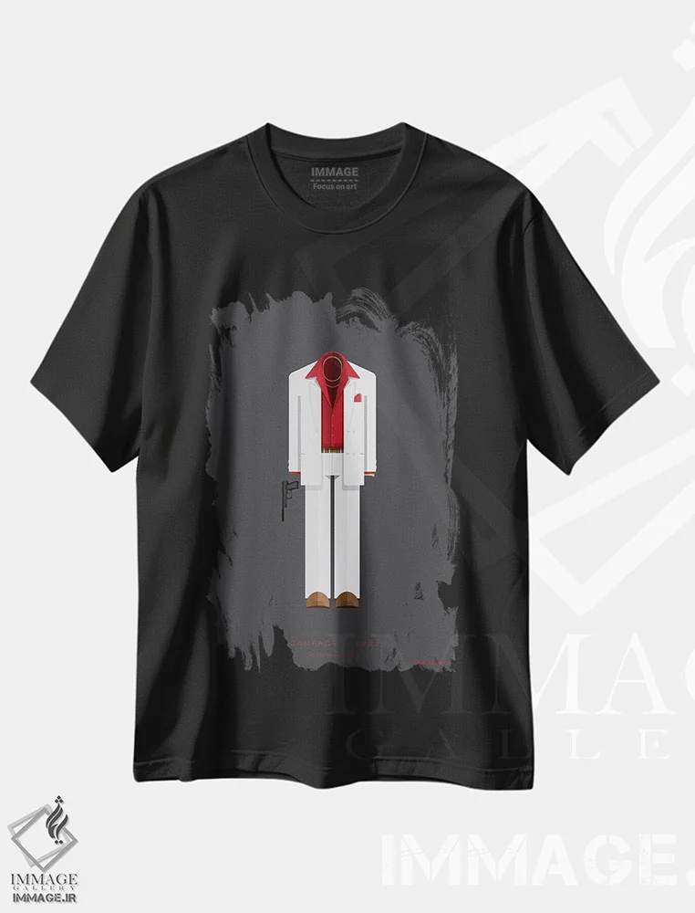 تیشرت مشکی طرح دار صورت زخمی، تزئینی اثر فرد بیرچال | immage.ir
