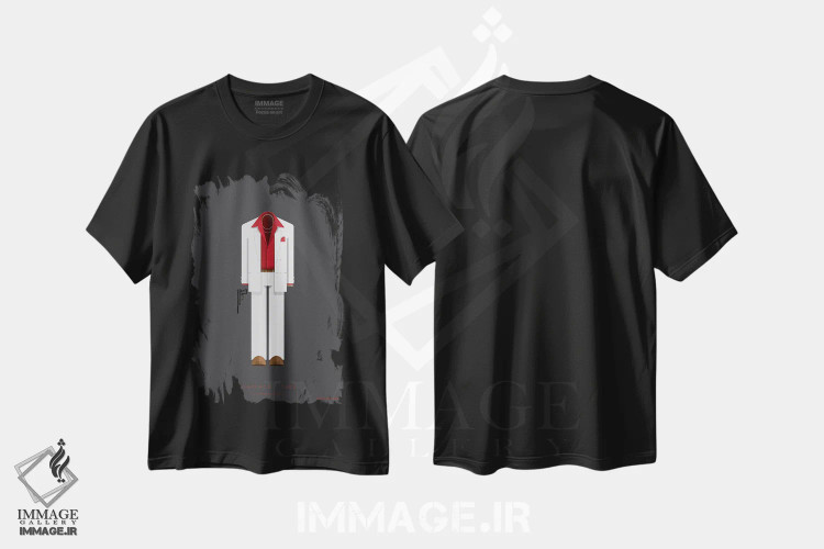 تیشرت مشکی طرح دار صورت زخمی، تزئینی اثر فرد بیرچال | immage.ir