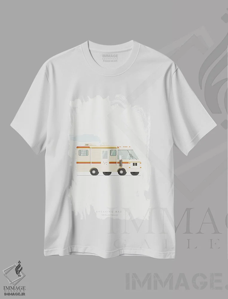 تیشرت سفید طرح دار برکینگ بد، هنر دیجیتال اثر فرد بیرچال | فروشگاه ایماژ