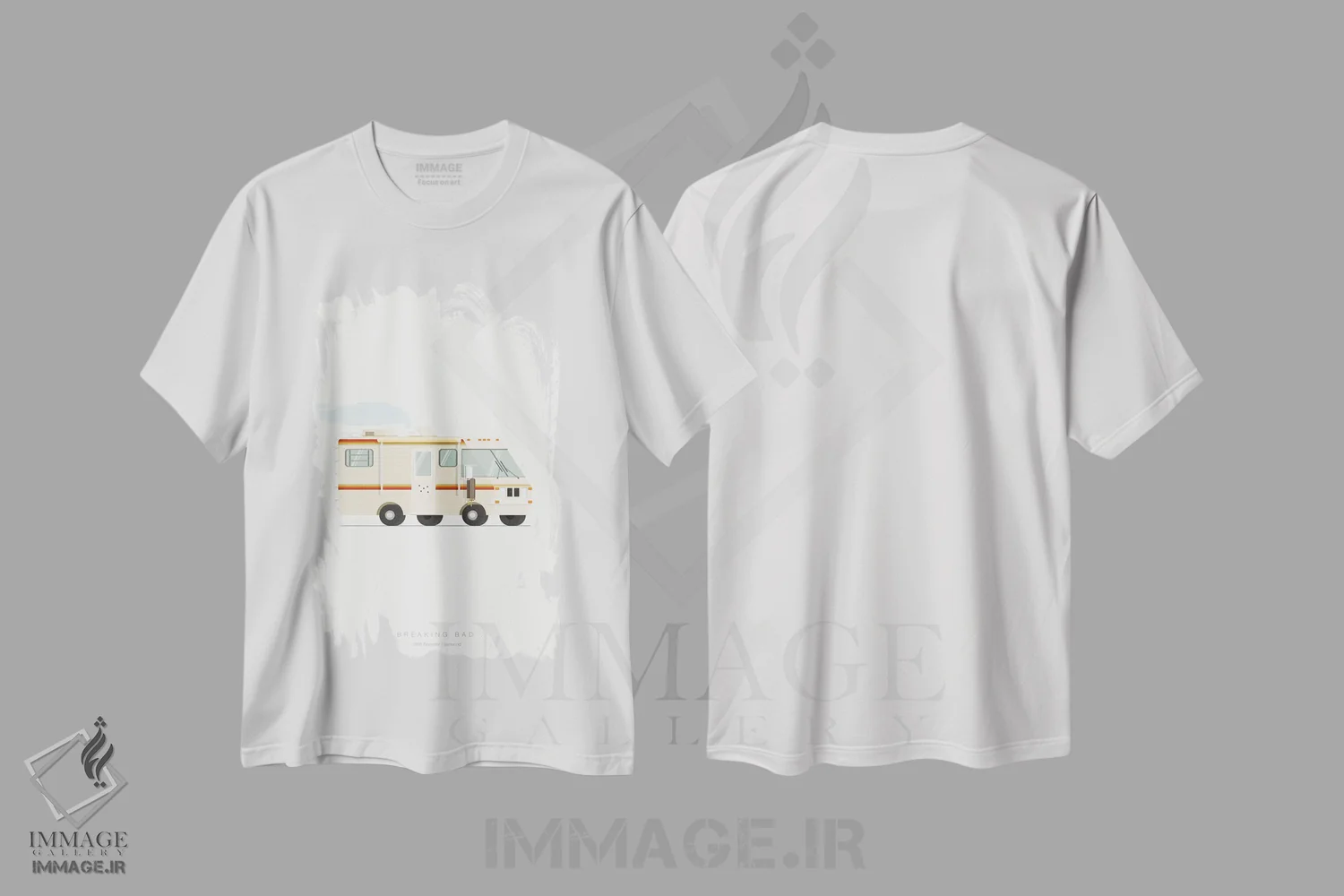 تیشرت سفید طرح دار برکینگ بد، هنر دیجیتال اثر فرد بیرچال | فروشگاه ایماژ