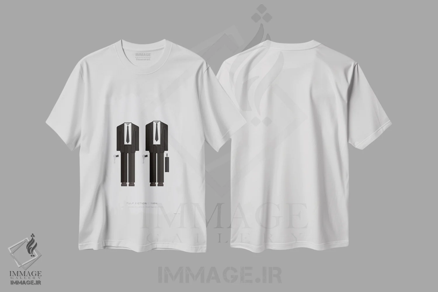 تیشرت سفید طرح دار داستان عامه پسند، هنر تزئینی سیاه و سفید اثر فرد بیرچال | فروشگاه ایماژ