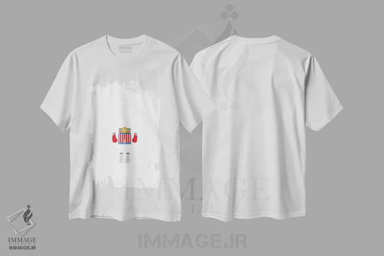 تیشرت سفید طرح دار راکی، هنر دیجیتال اثر فرد بیرچال | immage.ir