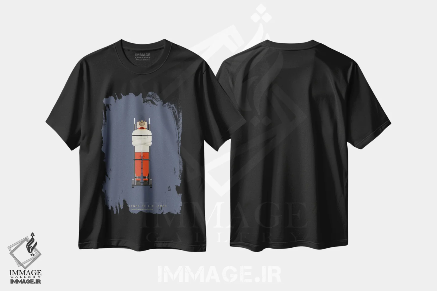 تیشرت مشکی طرح دار سکوت بره ها، هنر دیجیتال اثر فرد بیرچال | immage.ir