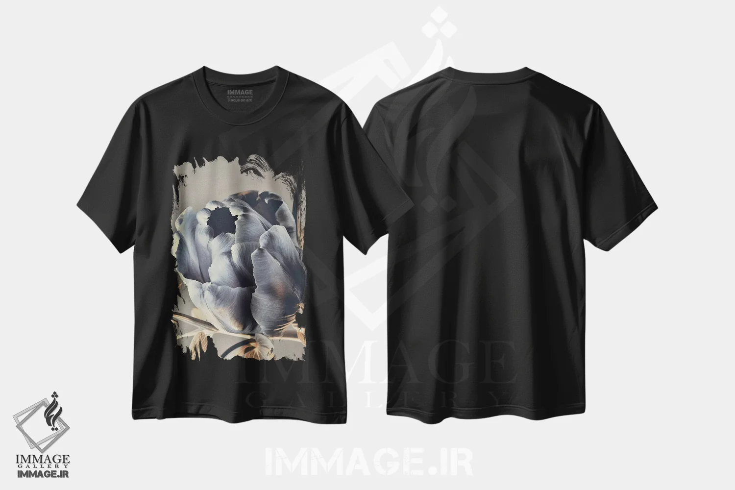 تیشرت مشکی طرح دار باروک ۳، هنر دیجیتال اثر دیزاین فابریکن | فروشگاه ایماژ