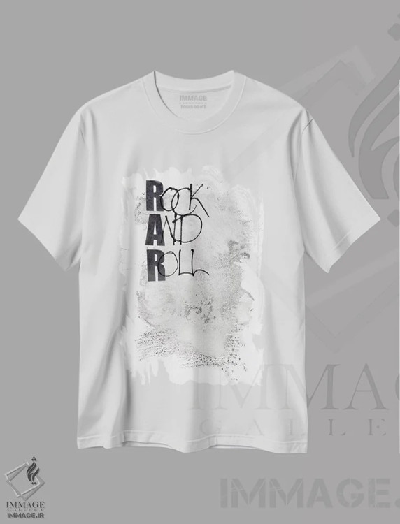 تیشرت سفید طرح دار راک اند رول، تزئینی اثر دیزاین فابریکن | فروشگاه ایماژ