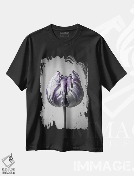 تیشرت مشکی طرح دار باروک ۵، عکاسی ماکرو اثر دیزاین فابریکن | فروشگاه ایماژ