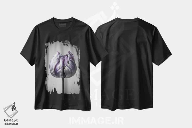 تیشرت مشکی طرح دار باروک ۵، عکاسی ماکرو اثر دیزاین فابریکن | فروشگاه ایماژ