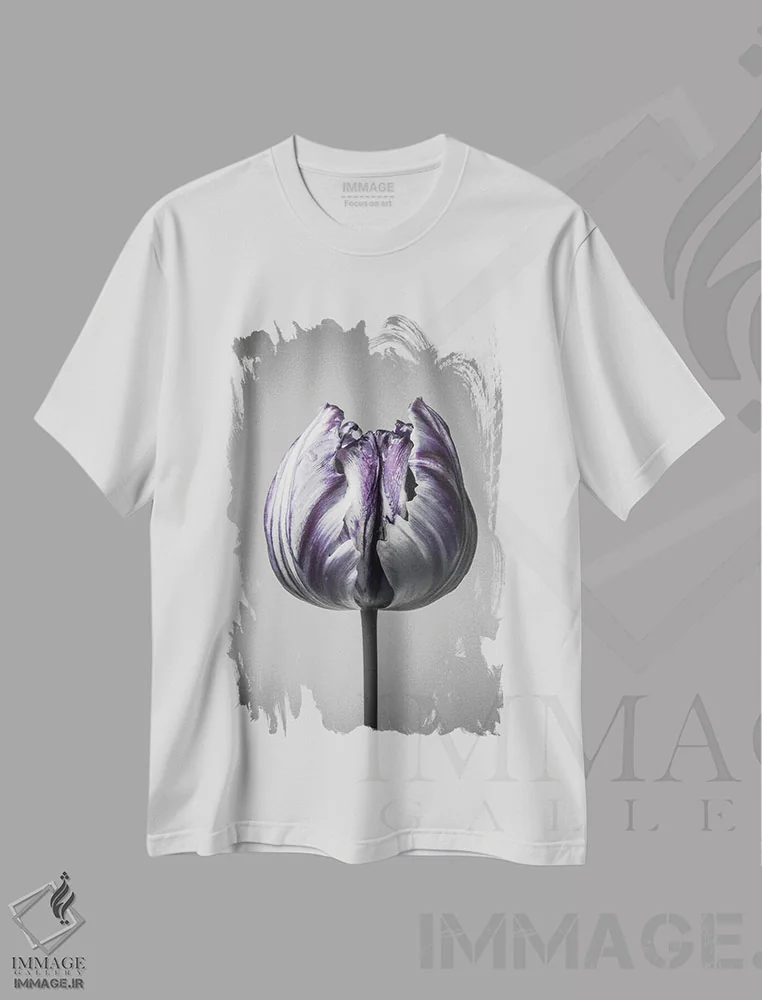 تیشرت سفید طرح دار باروک ۵، عکاسی ماکرو اثر دیزاین فابریکن | immage.ir