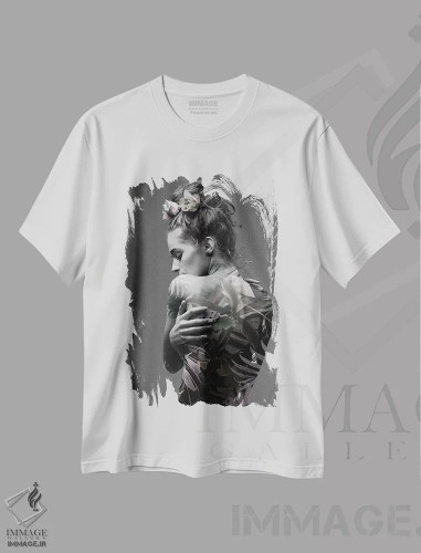 تیشرت سفید طرح دار مد جنگلی ۱، هنر دیجیتال سیاه و سفید اثر دیزاین فابریکن | فروشگاه ایماژ