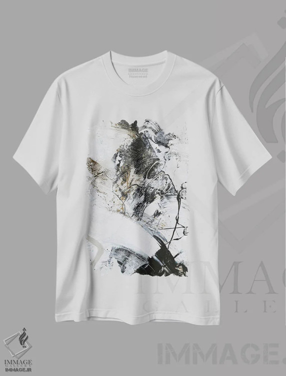 تیشرت سفید طرح دار سیاه و سفید ۱ اثر دیزاین فابریکن | immage.ir