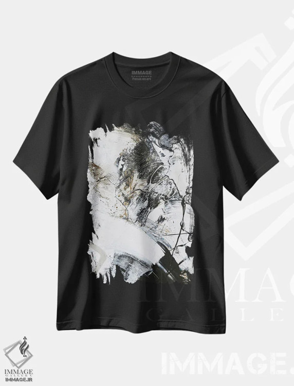 تیشرت مشکی طرح دار سیاه و سفید ۱ اثر دیزاین فابریکن | فروشگاه ایماژ