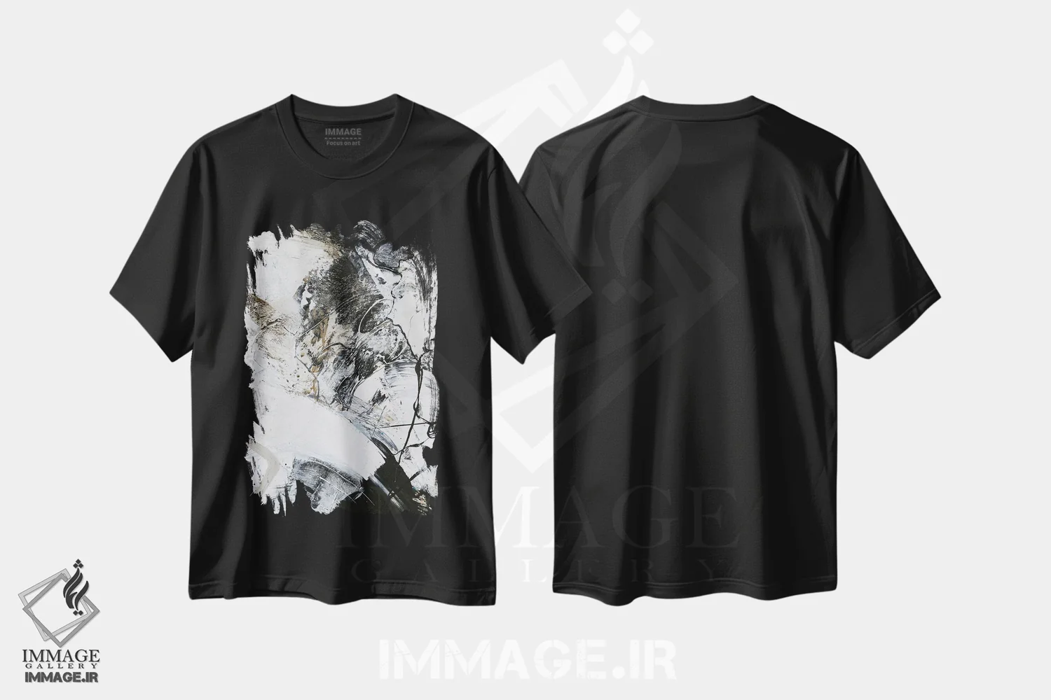 تیشرت مشکی طرح دار سیاه و سفید ۱ اثر دیزاین فابریکن | فروشگاه ایماژ